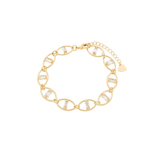 Pulseira navetes com zircônias banhada a ouro 18k - Biju & Cia.
