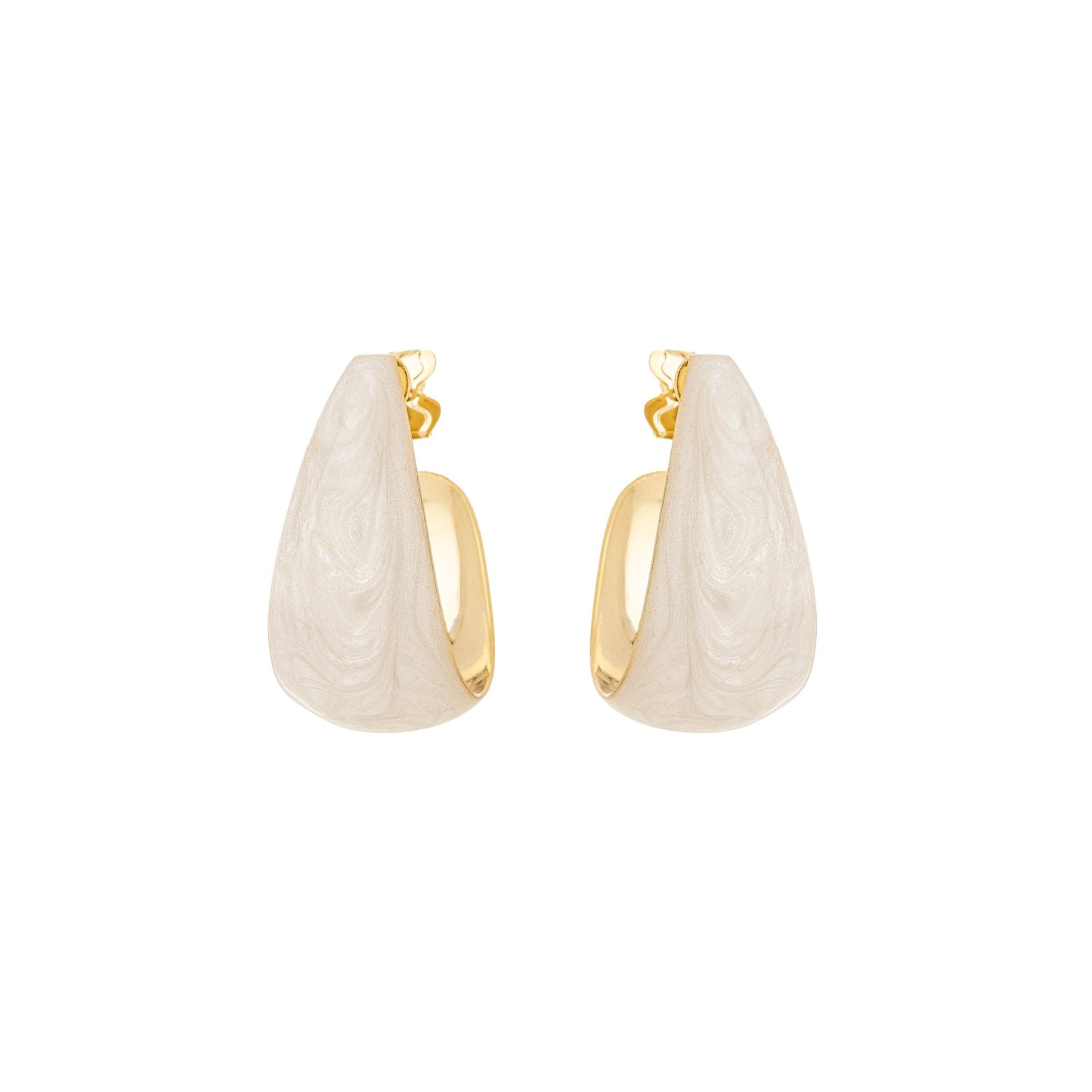 Brinco de argola oval esmaltado banhado a ouro 18k - Biju & Cia.