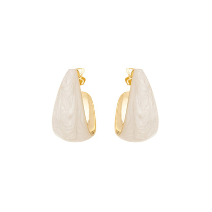 Brinco de argola oval esmaltado banhado a ouro 18k - Biju & Cia.