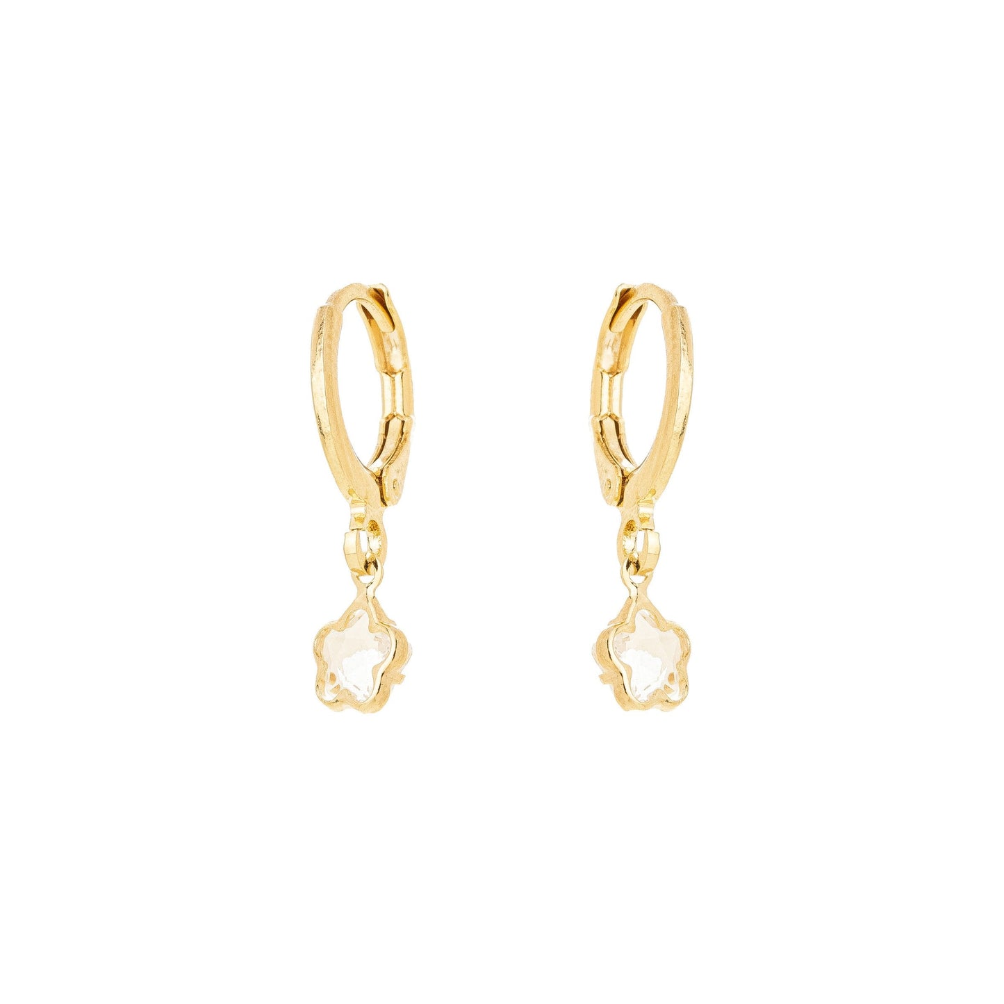 Brinco de argola com trevo de zircônia banhado a ouro 18k - Biju & Cia.