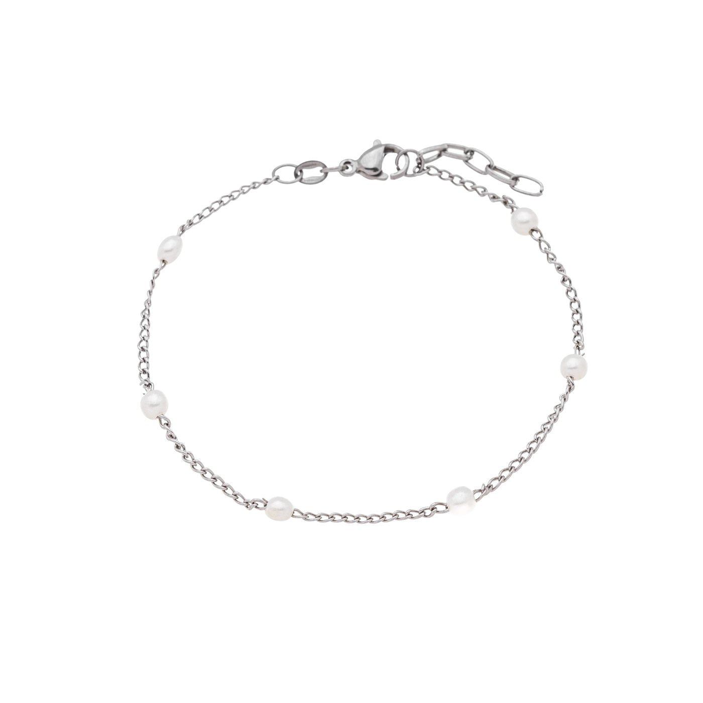 Pulseira com pérolas em aço inox - Biju & Cia.