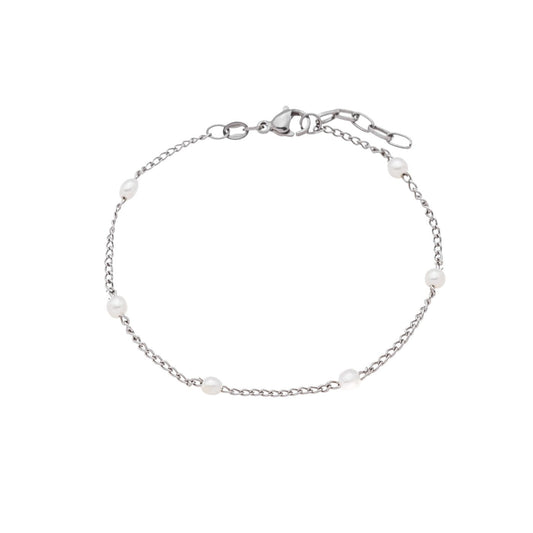 Pulseira com pérolas em aço inox - Biju & Cia.