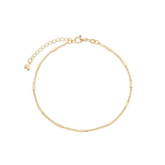 Tornozeleira com tubos banhada a ouro 18k