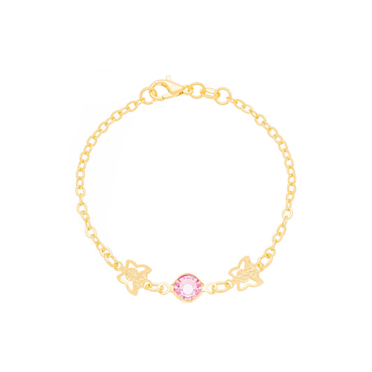 Pulseira infantil com borboleta banhada a ouro 18k