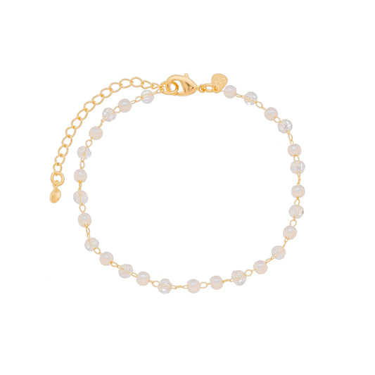 Pulseira pérolas e cristais banhada a ouro 18k