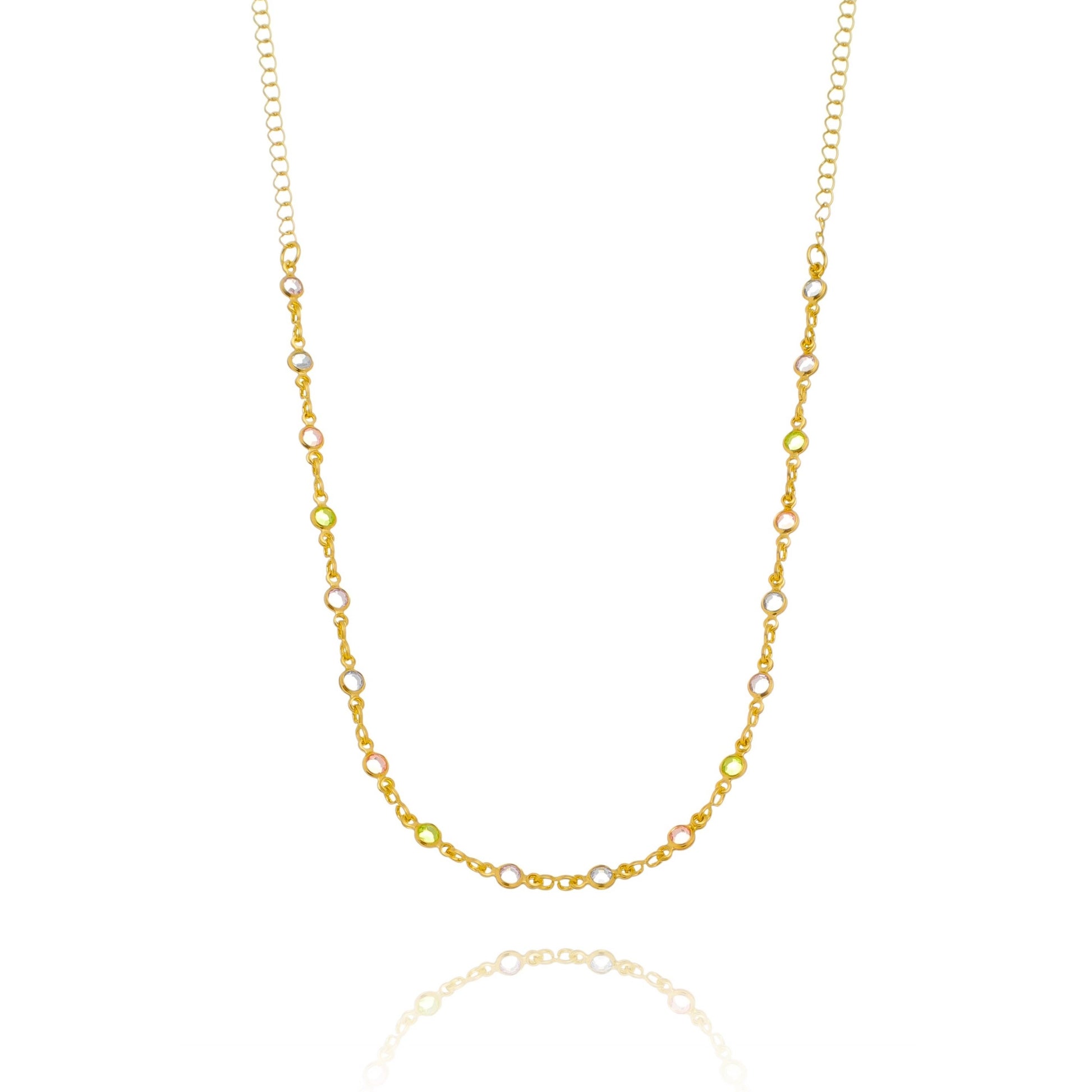 Gargantilha chocker colorida banhada a ouro 18k - Biju & Cia.