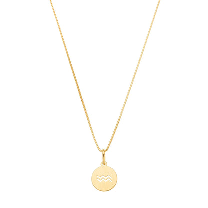 Gargantilha com pingente redondo de signos banhada a ouro 18k - Biju & Cia.