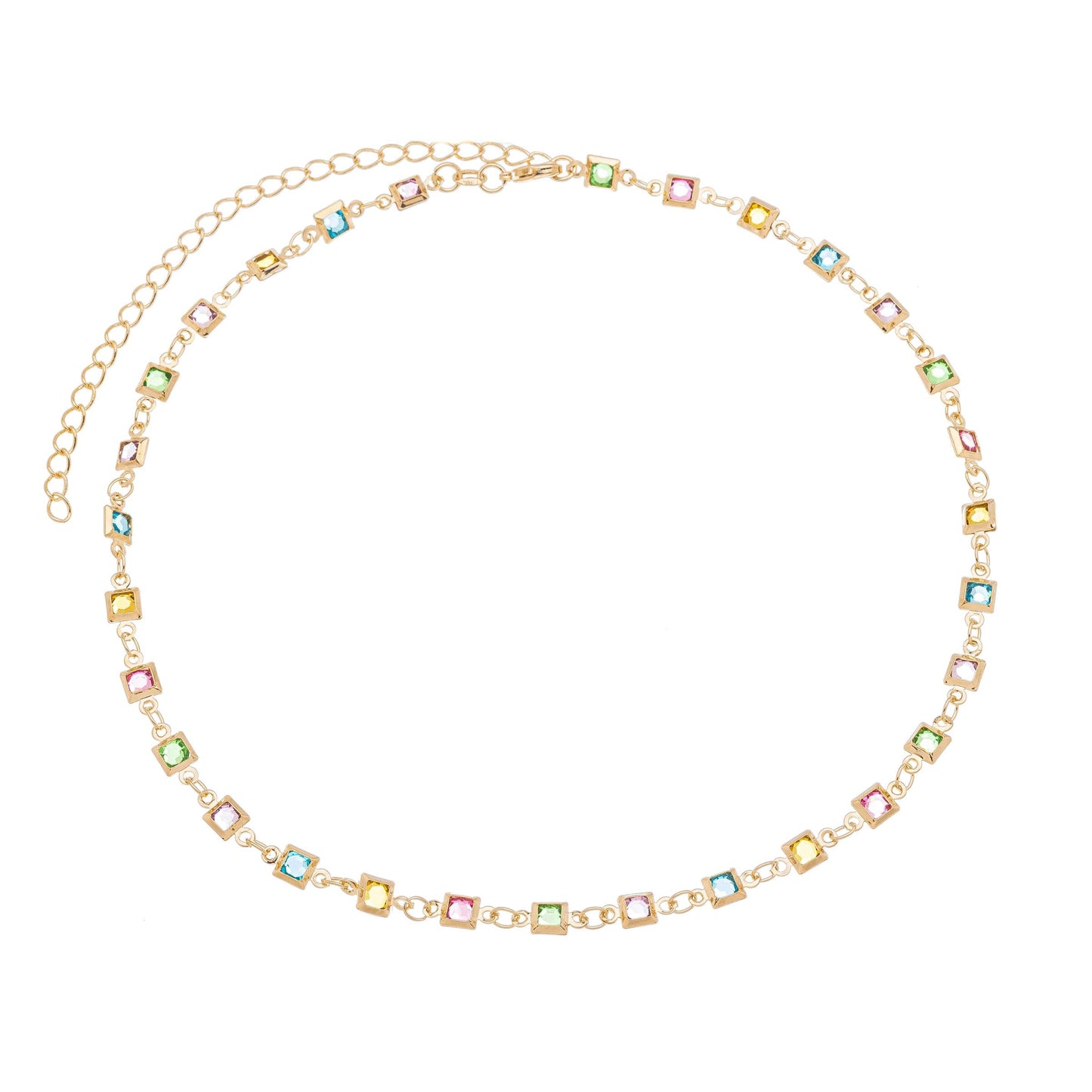 Choker com pedras coloridas banhada a ouro 18k - Biju & Cia.