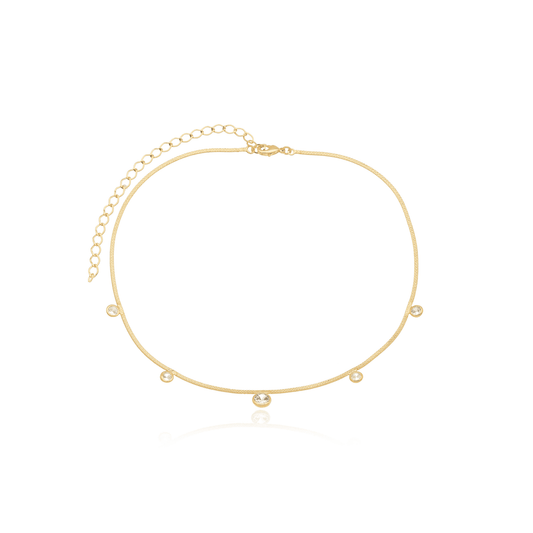 Choker com zircônias banhada a ouro 18k - Biju & Cia.
