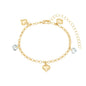 Pulseira com corações e zircônias banhada a ouro 18k - Biju & Cia.