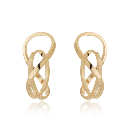 Brinco oval de fio entrelaçado banhado a ouro 18k - Biju & Cia.