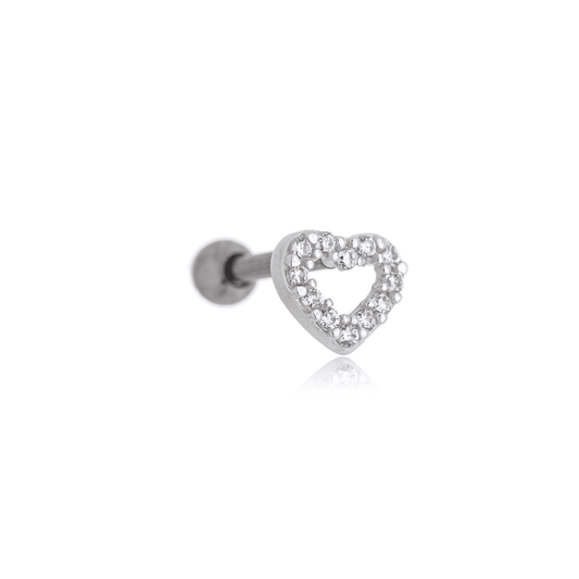 Piercing coração com zircônias em prata 925 - Biju & Cia.