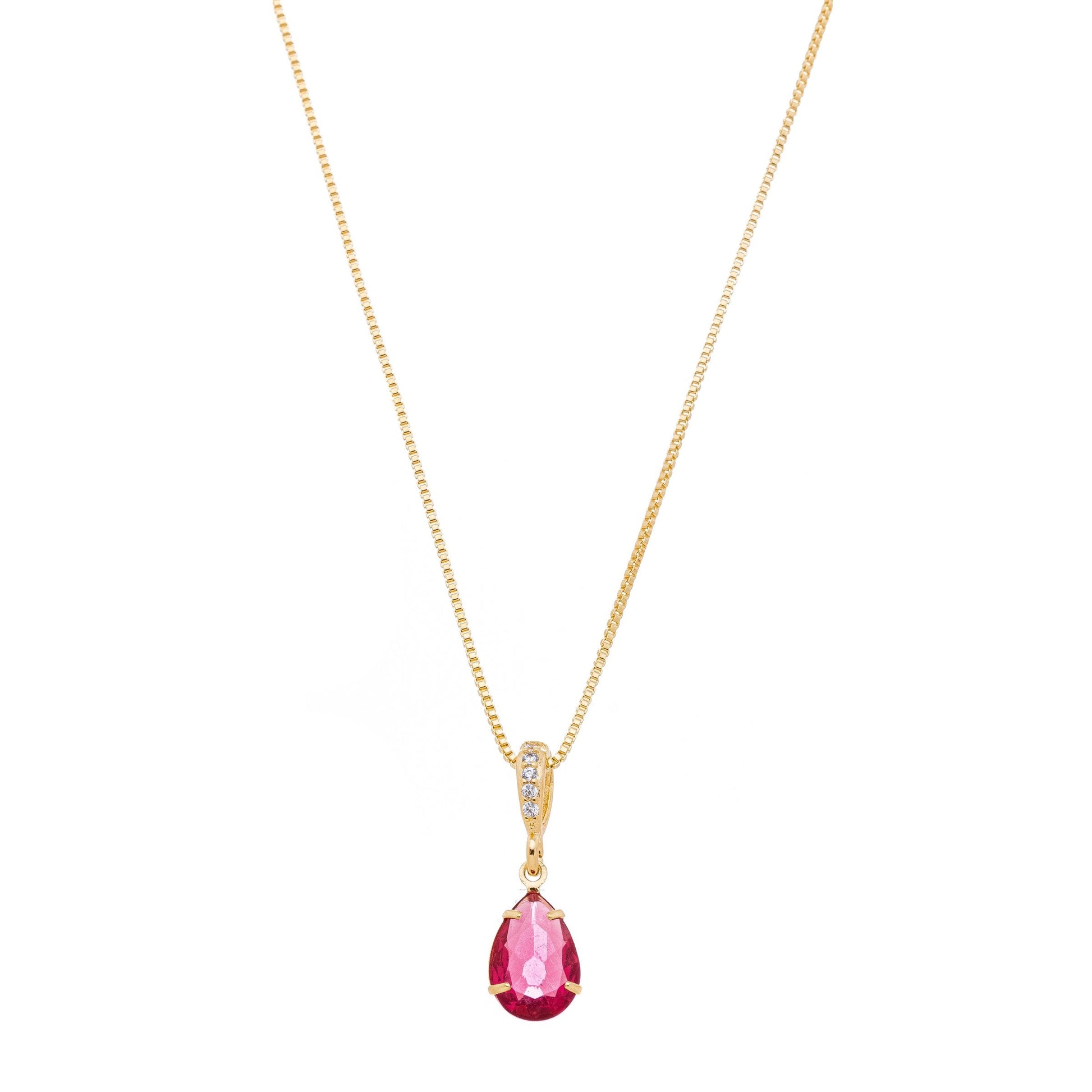 Gargantilha gota com pedra banhada a ouro 18k - Biju & Cia.
