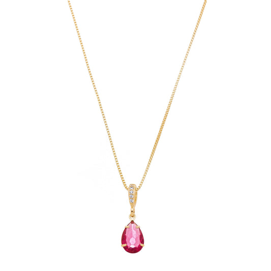 Gargantilha gota com pedra banhada a ouro 18k - Biju & Cia.