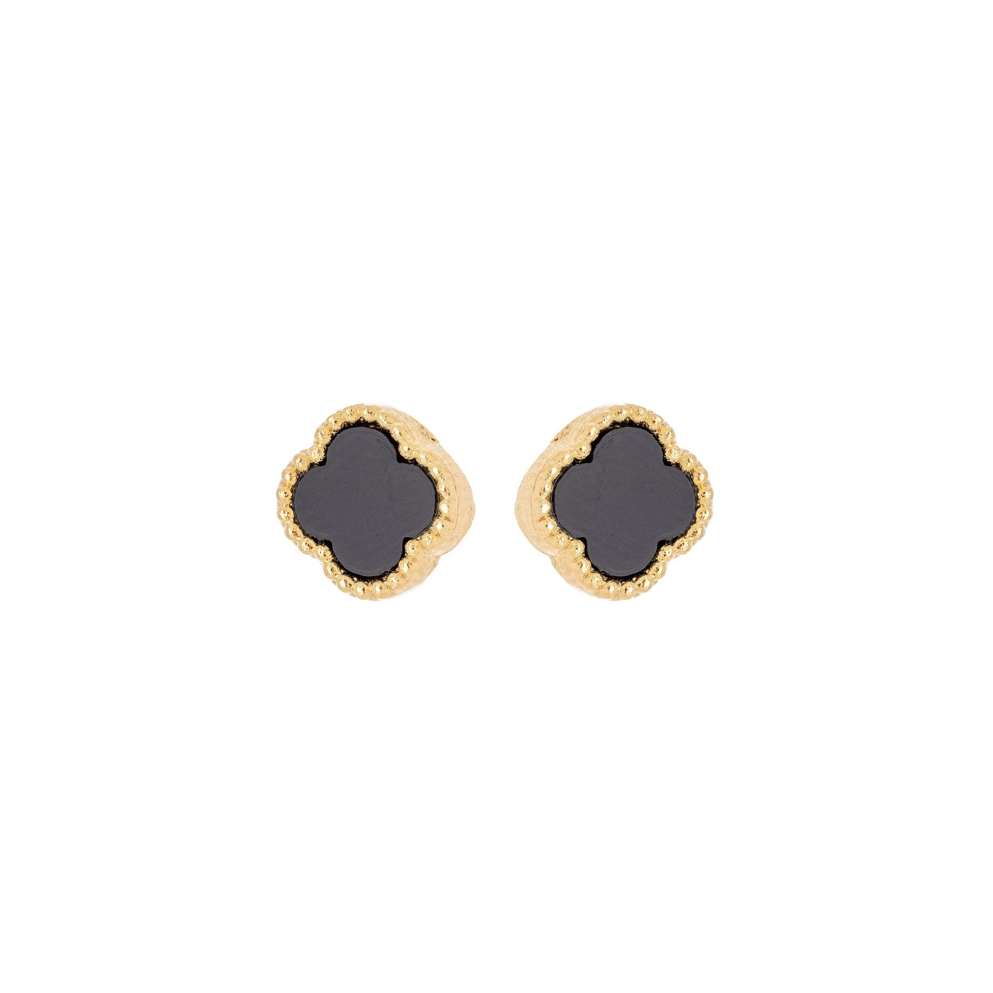 Brinco de trevo com resina banhado a ouro 18k - Biju & Cia.