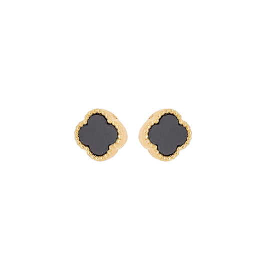 Brinco de trevo com resina banhado a ouro 18k - Biju & Cia.