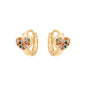 Argola articulada com coração de zircônias coloridas banhada a ouro 18k