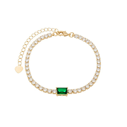 Pulseira riviera com pedra banhada a ouro 18k