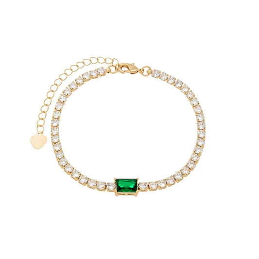 Pulseira riviera com pedra banhada a ouro 18k