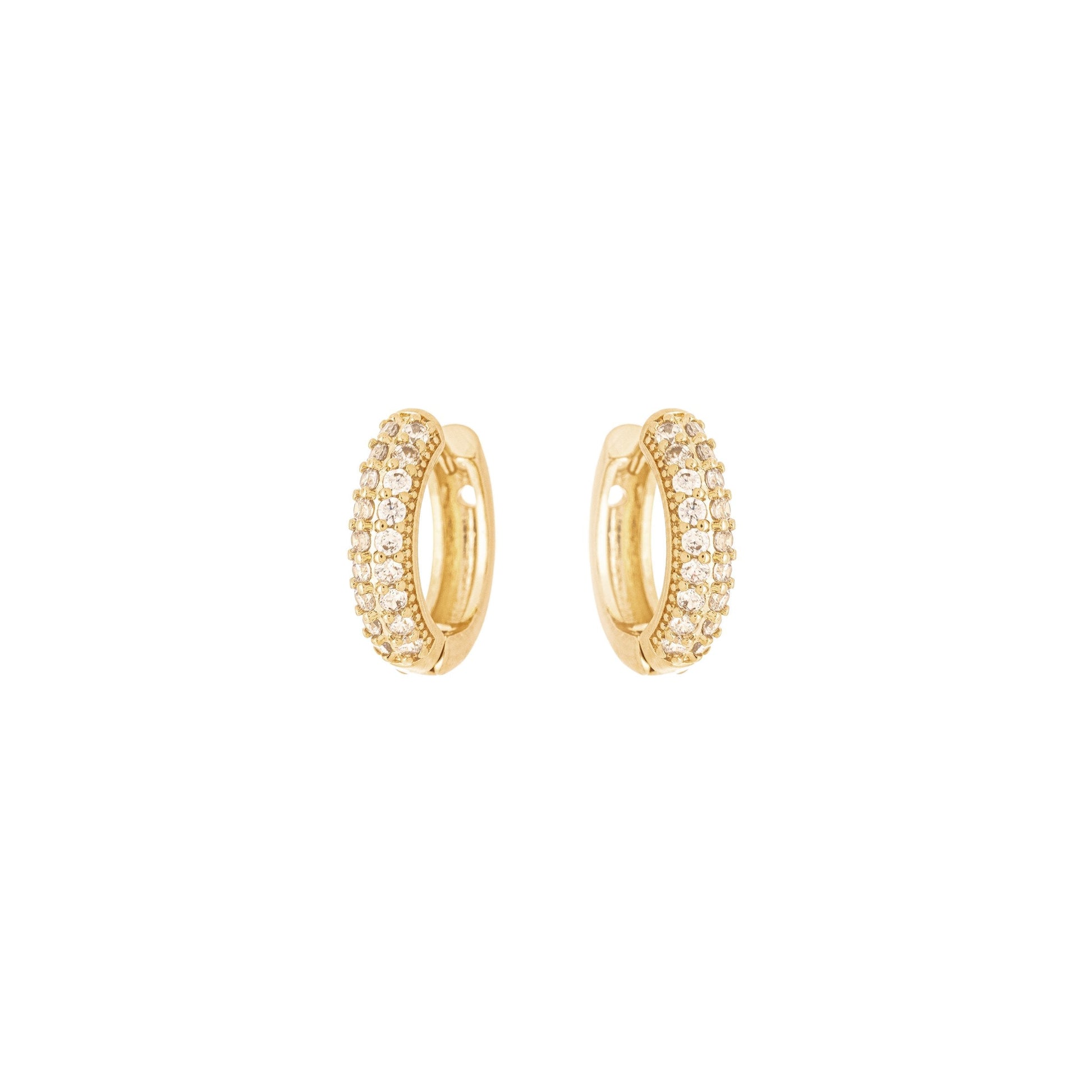 Argola articulada com zircônias banhada a ouro 18k - Biju & Cia.