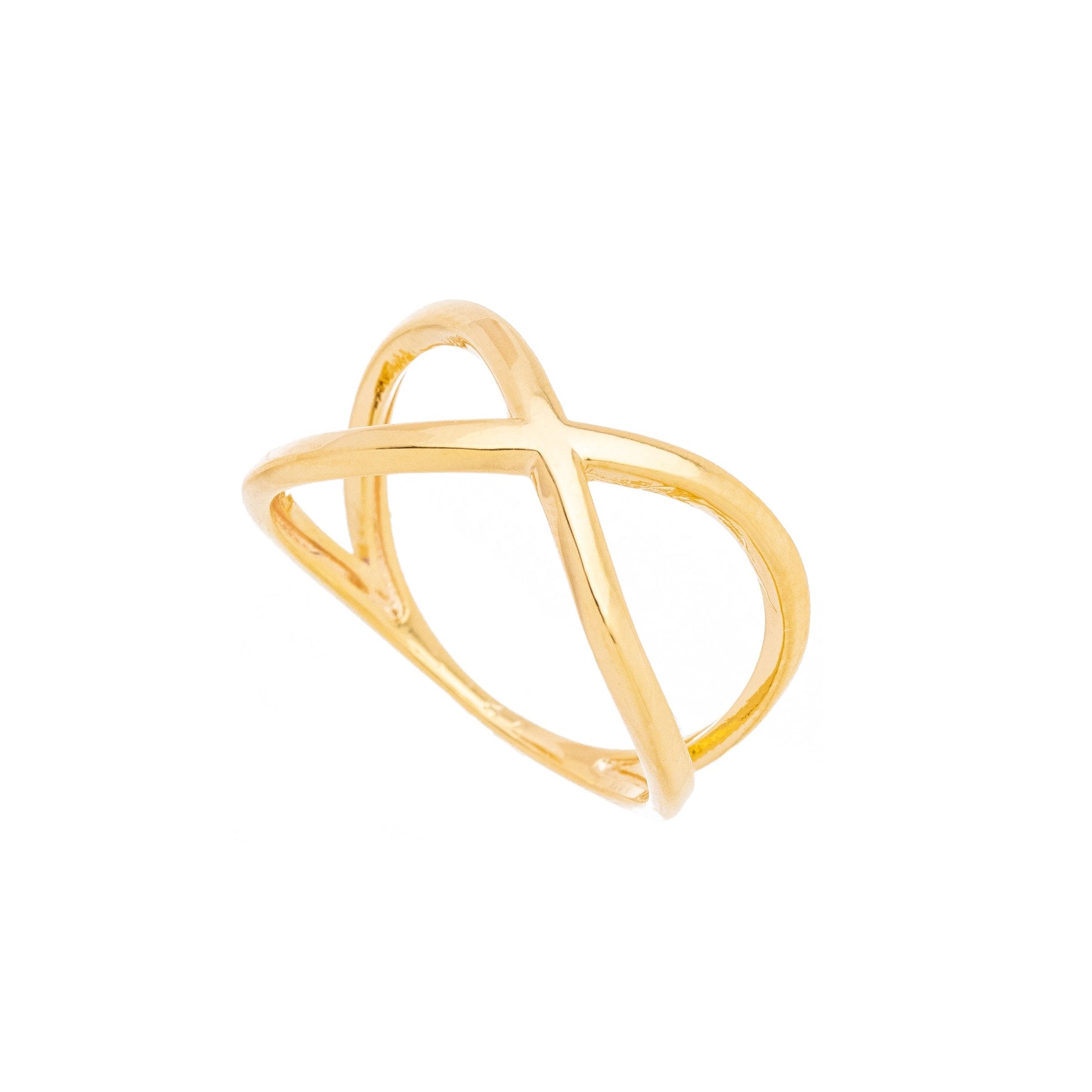 Anel X liso banhado a ouro 18k - Biju & Cia.