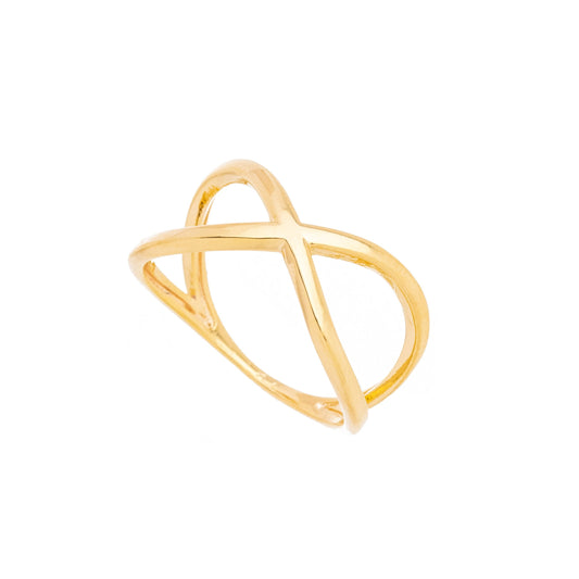 Anel X liso banhado a ouro 18k - Biju & Cia.