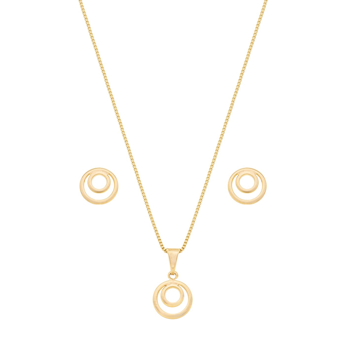 Conjunto círculo banhado a ouro 18k