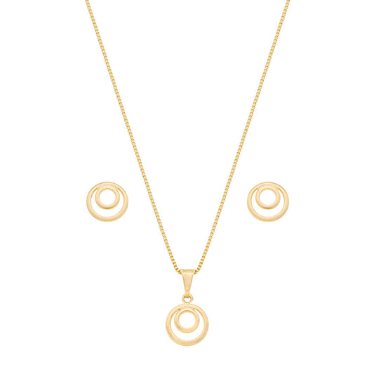 Conjunto círculo banhado a ouro 18k