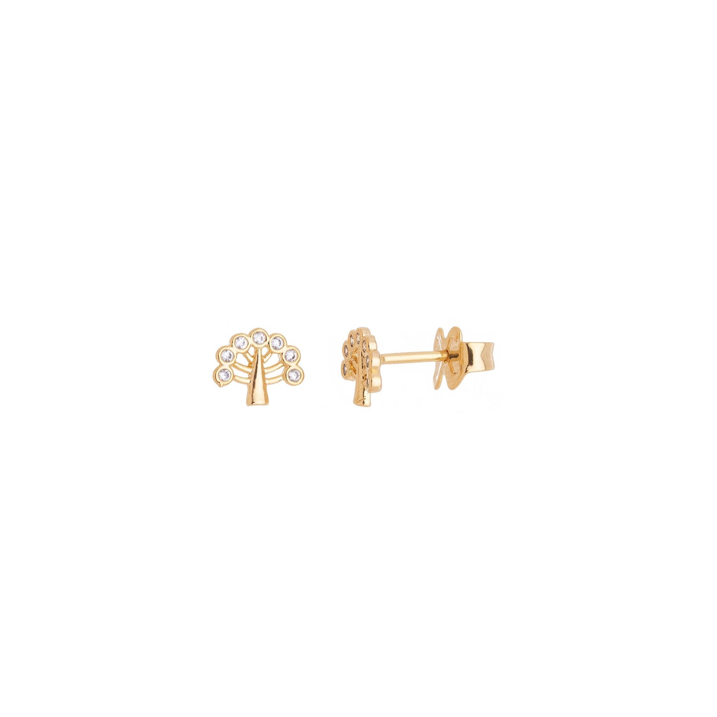 Brinco de árvore da vida com zircônias banhado a ouro 18k - Biju & Cia.