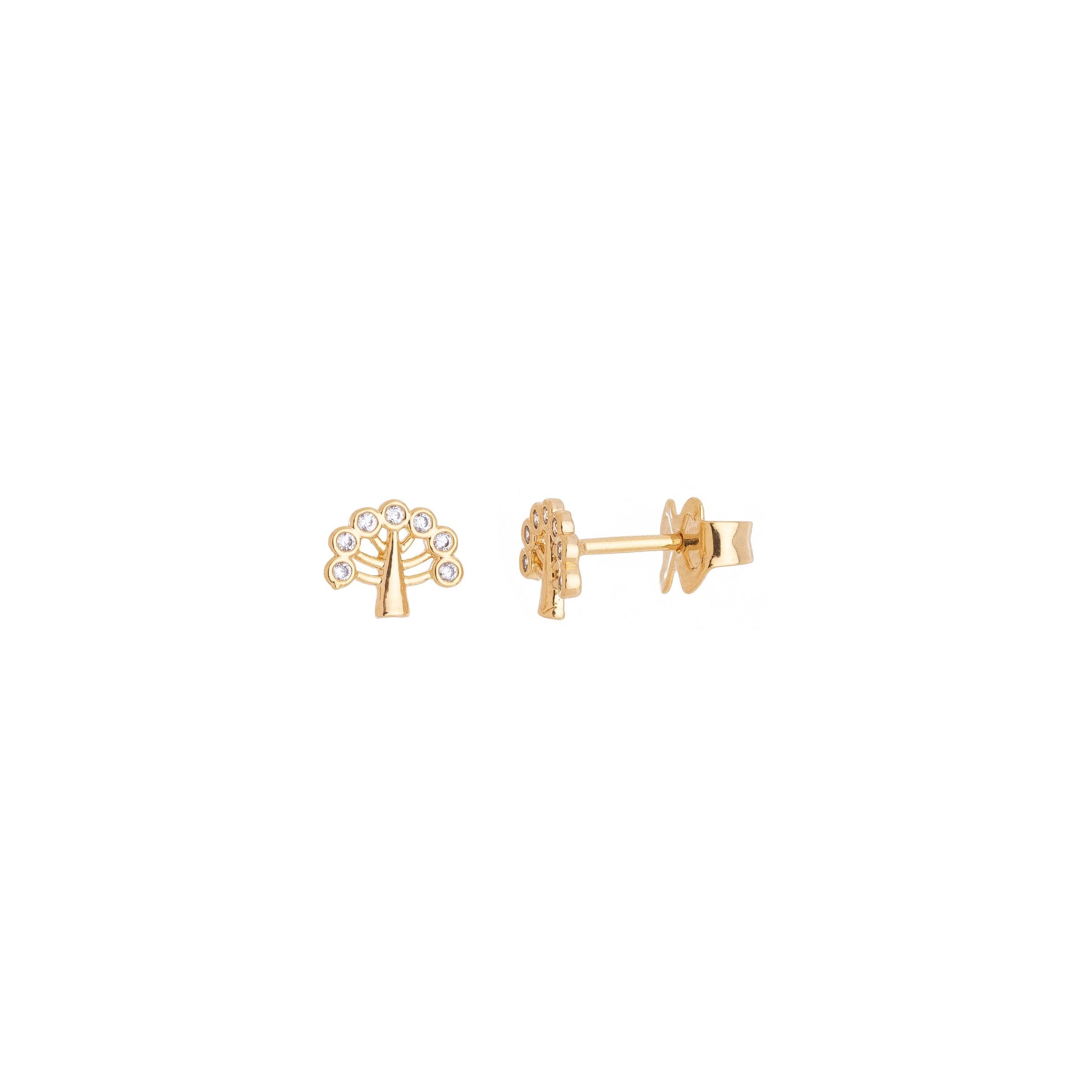 Brinco de árvore da vida com zircônias banhado a ouro 18k - Biju & Cia.