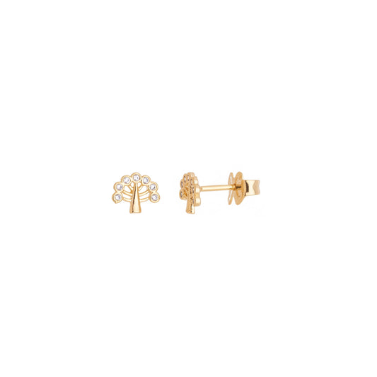 Brinco de árvore da vida com zircônias banhado a ouro 18k - Biju & Cia.