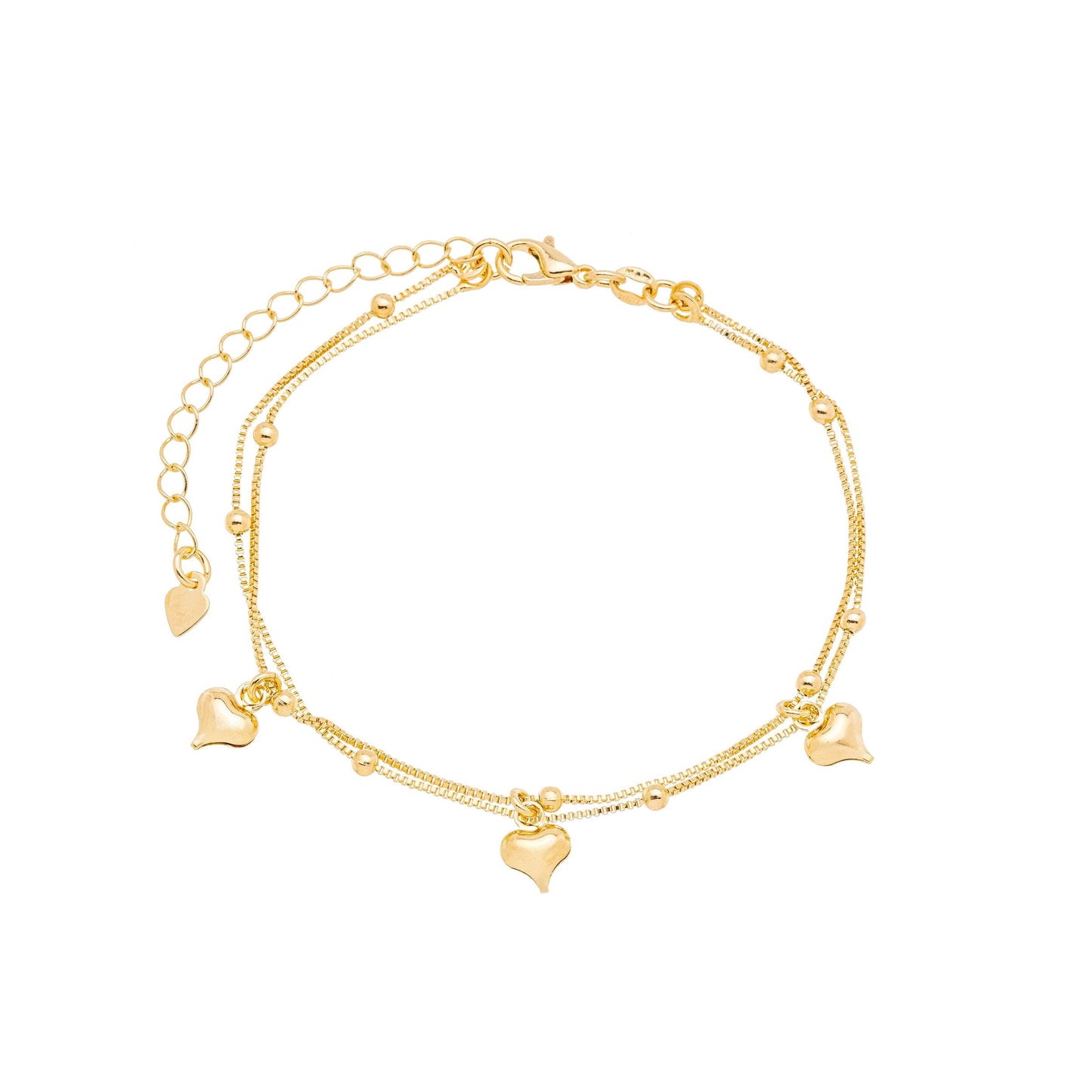 Pulseira bolinhas e corações banhada a ouro 18k - Biju & Cia.