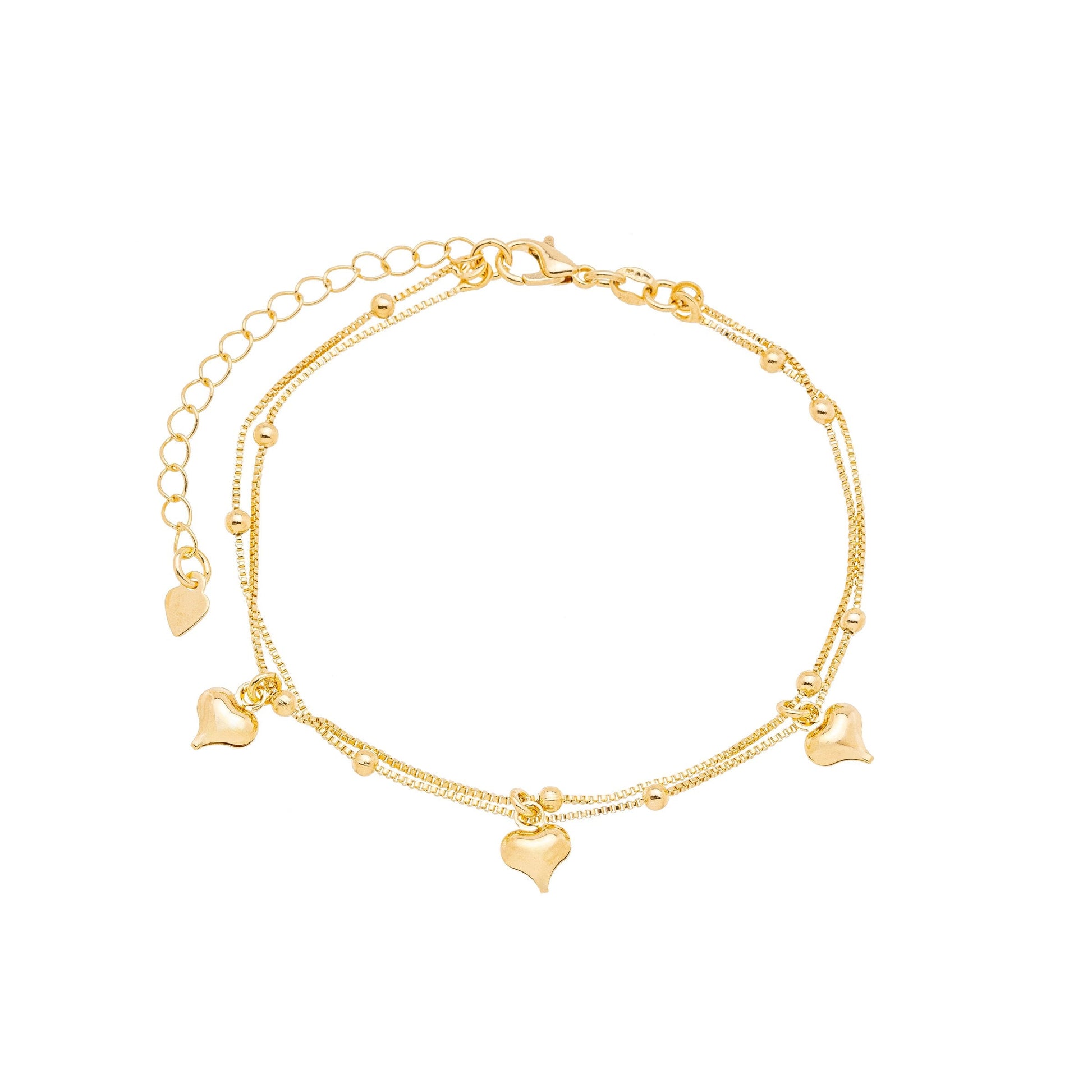Pulseira bolinhas e corações banhada a ouro 18k - Biju & Cia.
