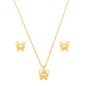Conjunto de borboleta liso banhado a ouro 18k - Biju & Cia.