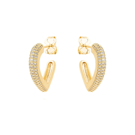Argola coração com zircônias banhado a ouro 18k - Biju & Cia.