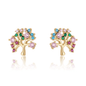 Brinco de árvore da vida com zircônias coloridas banhado a ouro 18k - Biju & Cia.