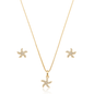 Conjunto de brinco e gargantilha de estrela do mar com zircônias banhado a ouro 18k - Biju & Cia.