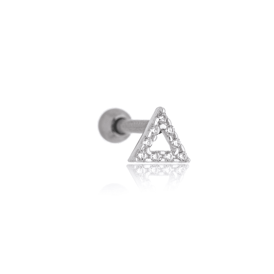 Piercing triângulo com zircônias em prata 925 - Biju & Cia.