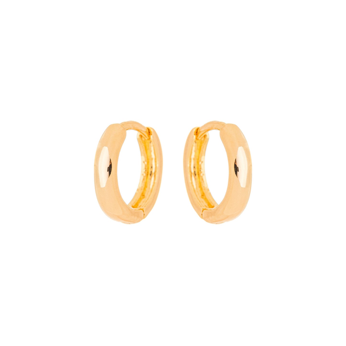 Brinco de argola articulada lisa pequena banhado a ouro 18k - Biju & Cia.