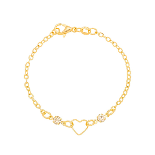 Pulseira infantil com coração banhada a ouro 18k - Biju & Cia.