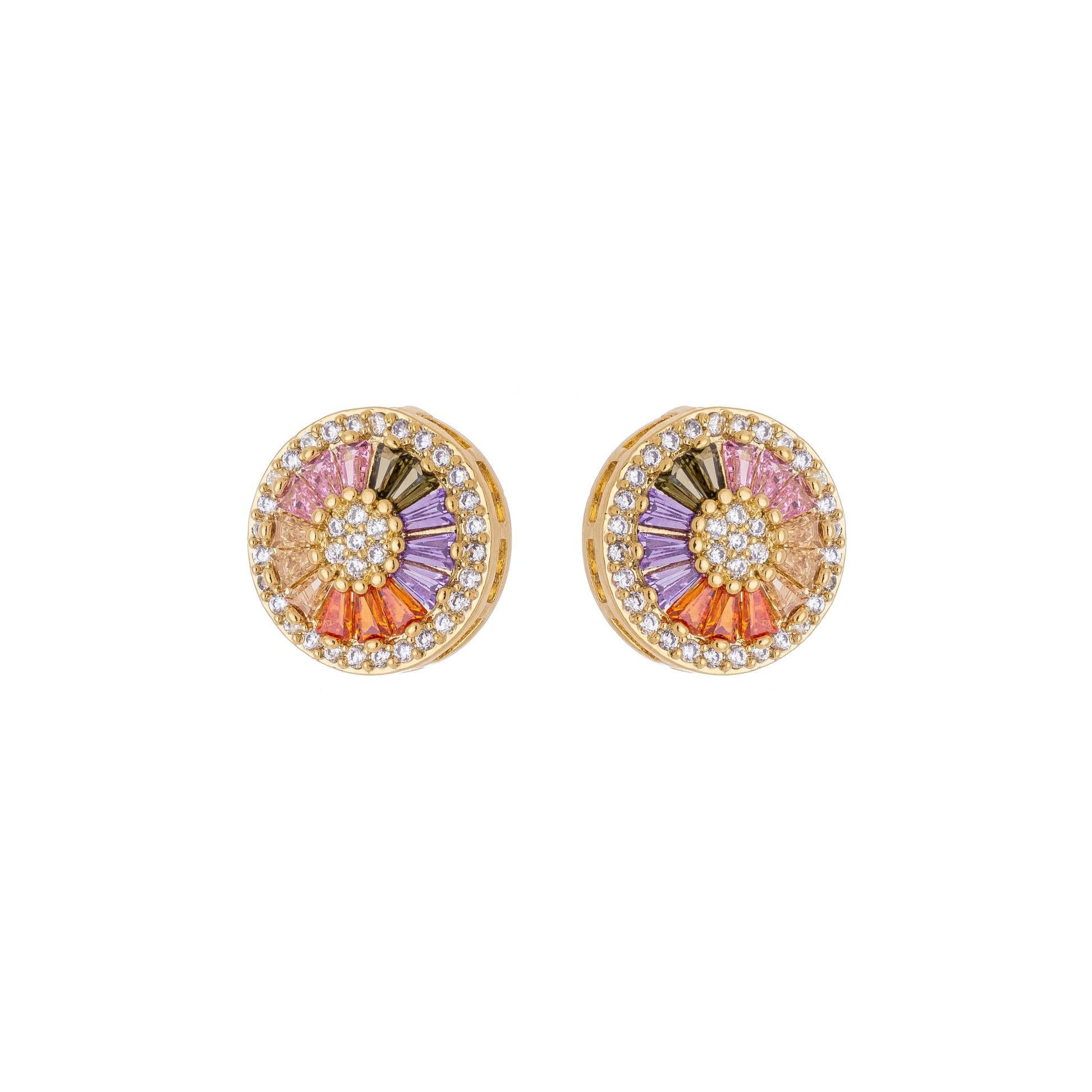 Brinco em formato de pizza com zircônias banhado a ouro 18k - Biju & Cia.