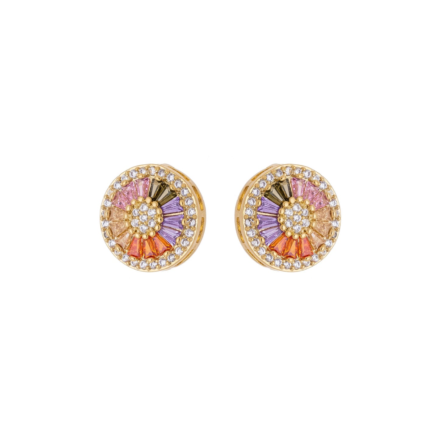 Brinco em formato de pizza com zircônias banhado a ouro 18k - Biju & Cia.