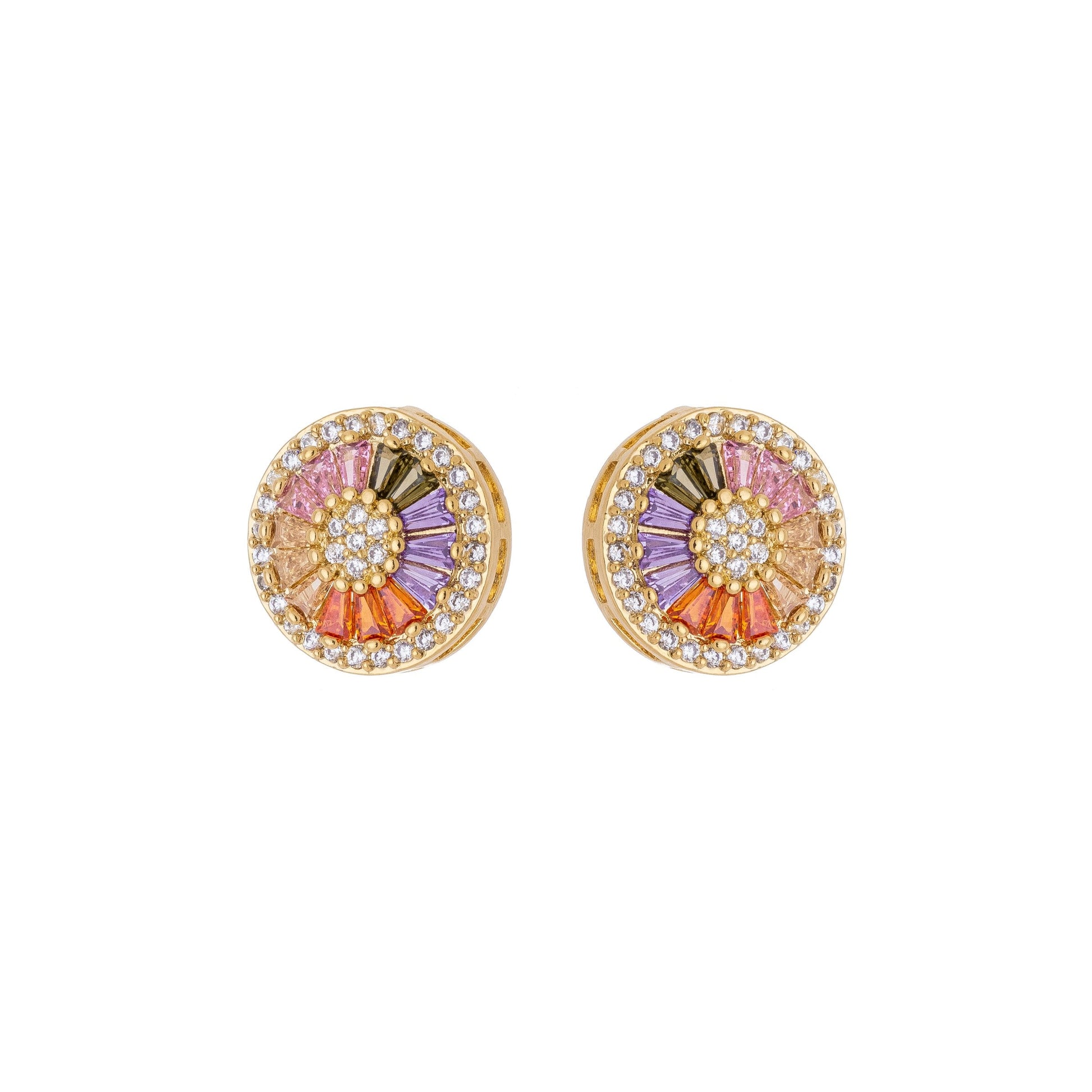 Brinco em formato de pizza com zircônias banhado a ouro 18k - Biju & Cia.