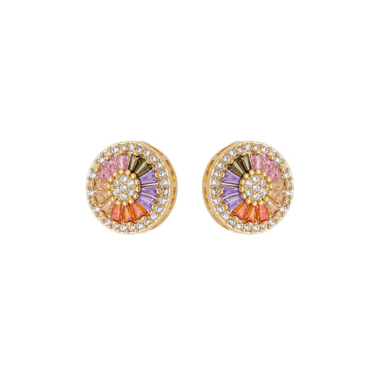 Brinco em formato de pizza com zircônias banhado a ouro 18k - Biju & Cia.