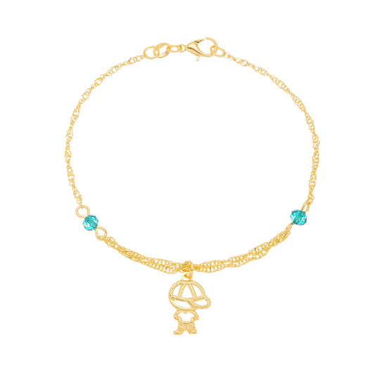 Pulseira com pingente menino banhada a ouro 18k