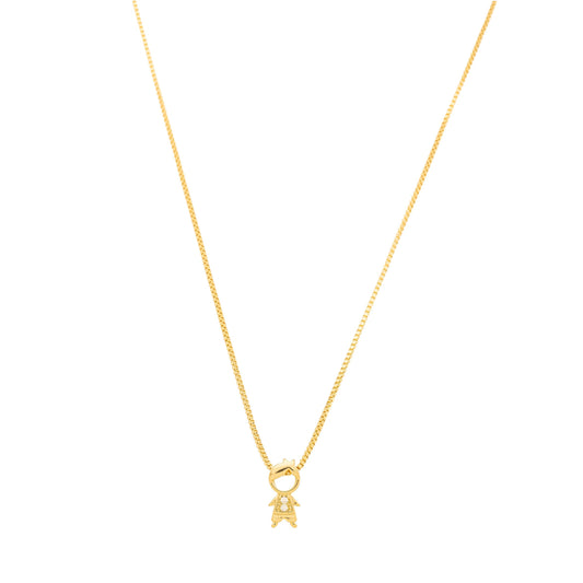 Gargantilha com pingente de menino com zircônias banhada a ouro 18k - Biju & Cia.