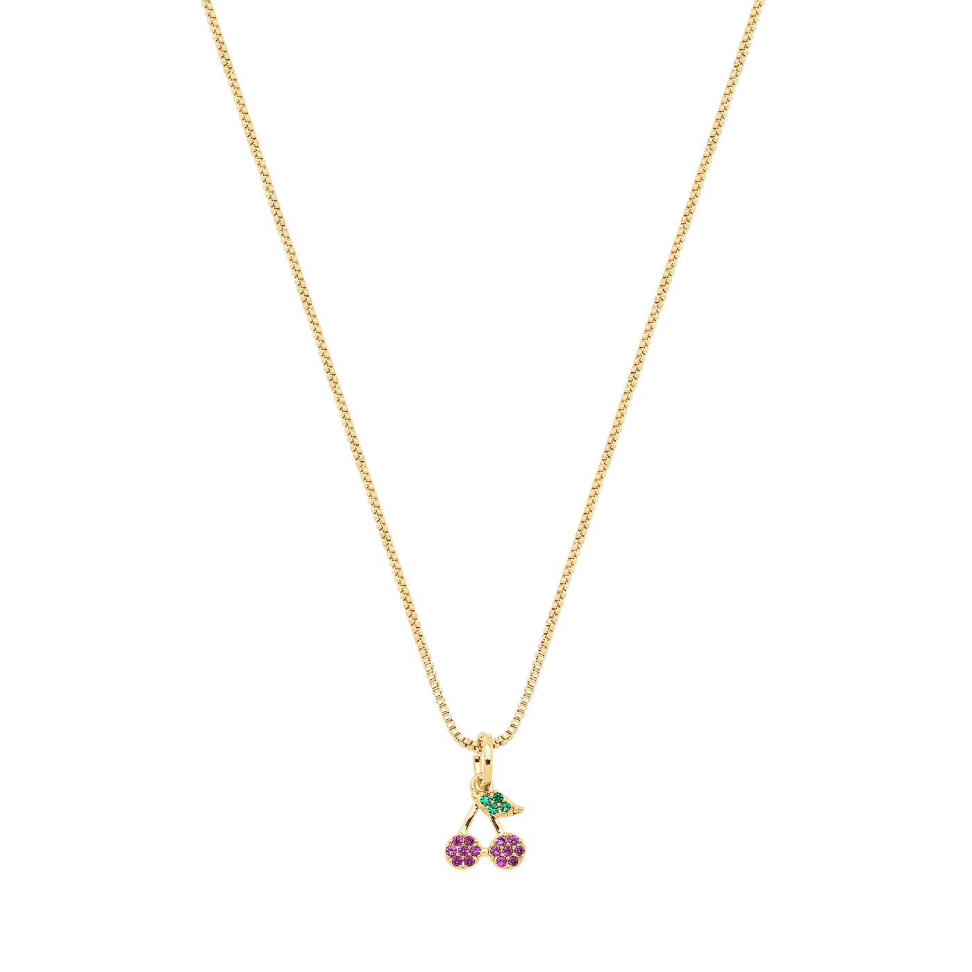 Gargantilha de cereja com zircônias banhada a ouro 18k