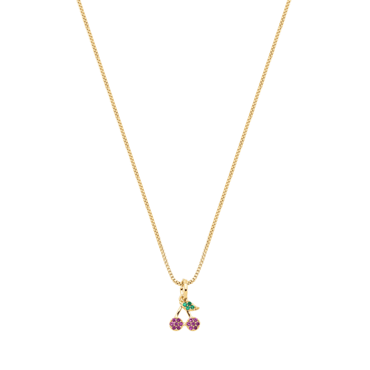 Gargantilha de cereja com zircônias banhada a ouro 18k