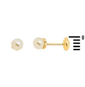 Brinco infantil com pérola de 4mm banhado a ouro 18k - Biju & Cia.