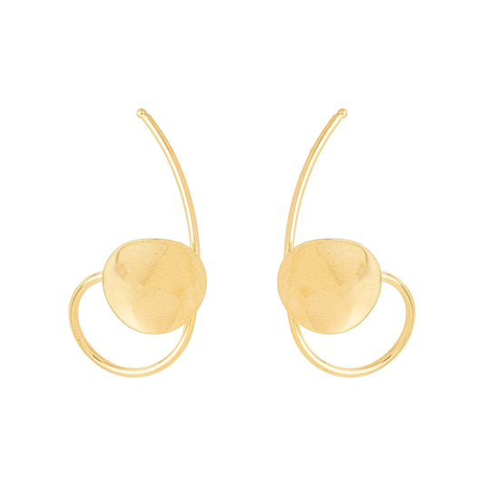 Brinco fio com chapa banhado a ouro 18k - Biju & Cia.